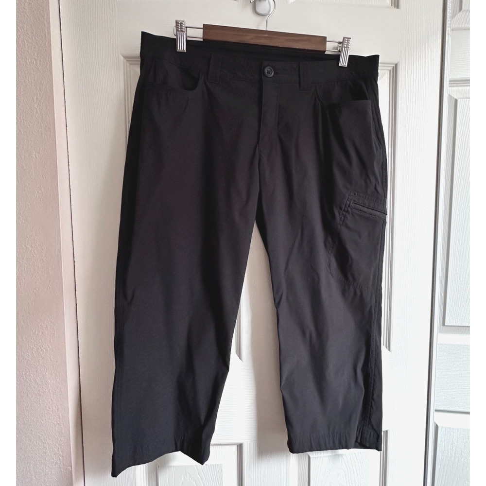 Eddie Bauer Women's 12 Rainier Black Outdoor Tech Stretch Hiking Capris Gorpcore